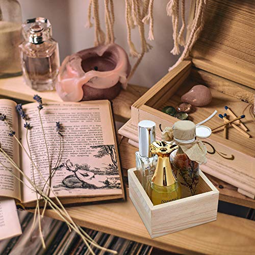 Rustic Wooden Box Small Wooden Box,4 Pieces Small Wood Square Storage Organizer Container Craft Box Small Wooden Box for Collectibles Home Venue Desktop Drawer Decor Succulent Pot ( 4'' x 4'' )