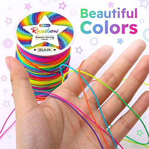 2 Rolls of Rainbow Elastic String for Bracelets, 200m Stretchy Colorful Thread for Jewelry Making, Colored Stretch Cord / String for DIY Bracelets