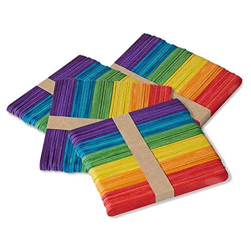 hand2mind Rainbow Colored Wood Craft Sticks, Popsicle Sticks for Crafts, Waxing Sticks, Classroom Art Supplies, Art Sticks, Sticks for Crafting, Kids Art Supplies, 3/8 x 4-1/2 in. (Pack of 200)