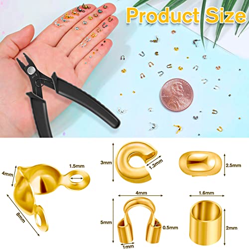 2220 Pieces Crimp Beads for Jewelry Making, Acejoz Knot Covers, Crimp Bead Covers, Crimp Tubes and Wire Guardians with Crimping Pliers for DIY Jewelry Bracelets Necklaces Making