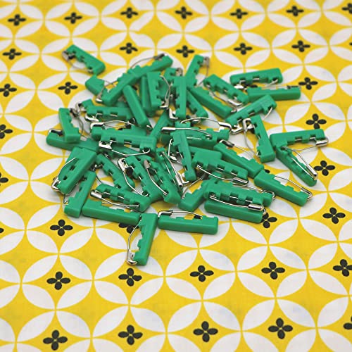 ibotti Curved Safety Pins with Grip Covers, Basting Pins for Quilting, Size 1, 50-Count, Green