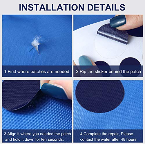 SATINIOR 8 Sheets Down Jacket Repair Patch Self-Adhesive Fabric Patches Washable Repairing Patch Kit for Clothing Bags, 4 x 8 Inch (Blue)