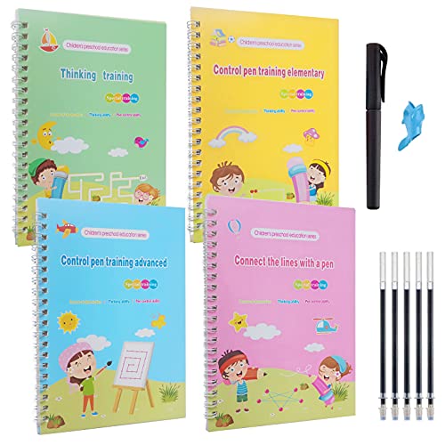 Magic Reusable Copybook for Kids-Practice Copybook for Age 3-5 Calligraphy Simple Hand Lettering-Reusable Writing Practice(Book Style 3)