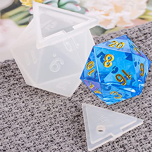 Polyhedral Dice Molds and Standard Dice Mold, D20 and D6 Dice Silicone Molds, DIY Epoxy Resin Casting Molds for Jewelry Craft Making, Digital DND RPG Table Board Game