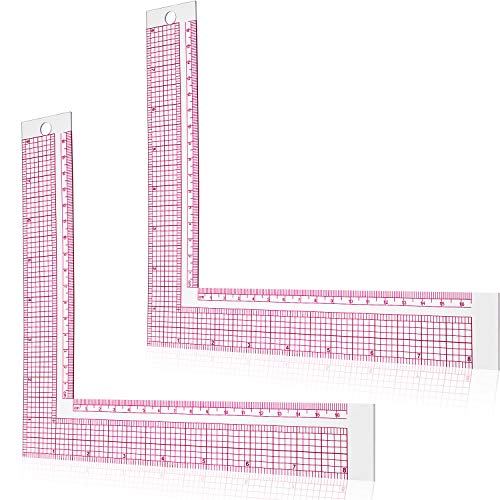 Plastic Sewing Ruler L-Square Curve Ruler Sewing Measure Tailor Ruler Clear Sewing Ruler for Tailor Craft Tool Drawing Measuring Supplies (2)
