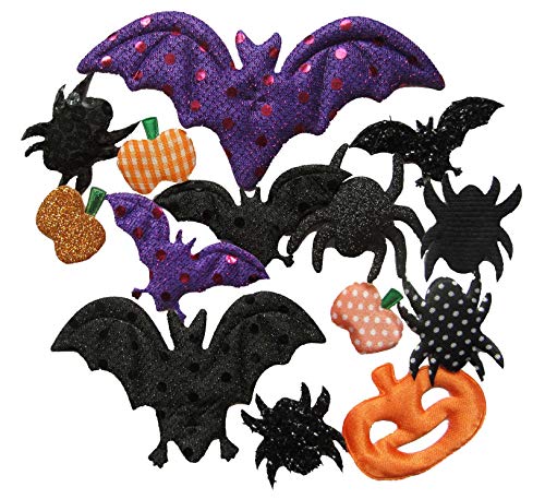 YYCRAFT Assorted 50pcs Halloween Padded Applique Patches for Sewing,Bat Spider Pumpkin Appliques for Craft Embellishment and Halloween Party Decoration