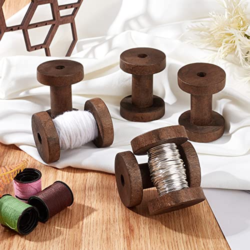 PH PandaHall Wooden Empty Spools for Wire, 2.3 inch Bobbins Wood Sewing Embroidery Thread Spool Wire Weaving Bobbins for Embroidery and Sewing Machines Arts Crafts Thread Cord Roll, 6pcs