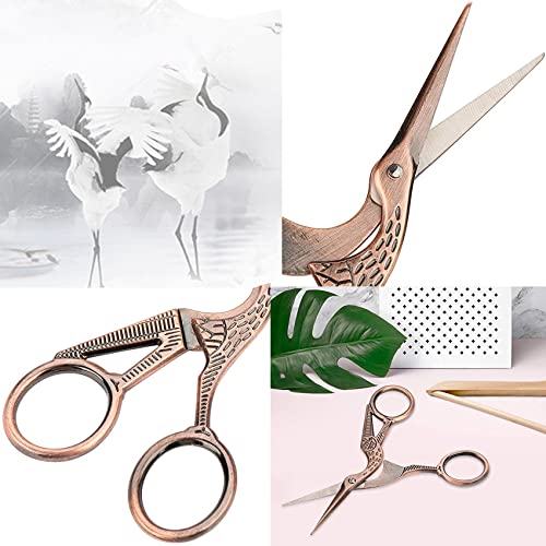 Acronde 2PCS Vintage Stork Shape Sewing Scissors Stainless Steel Tailor Scissors Sharp Sewing Shears for Embroidery, Sewing, Craft, Art Work & Everyday Use (Brown)