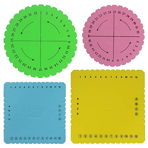 Kumihimo Disks Set of 4 Different Looms (Small & Large Round/Square Plate) (Multicolour)