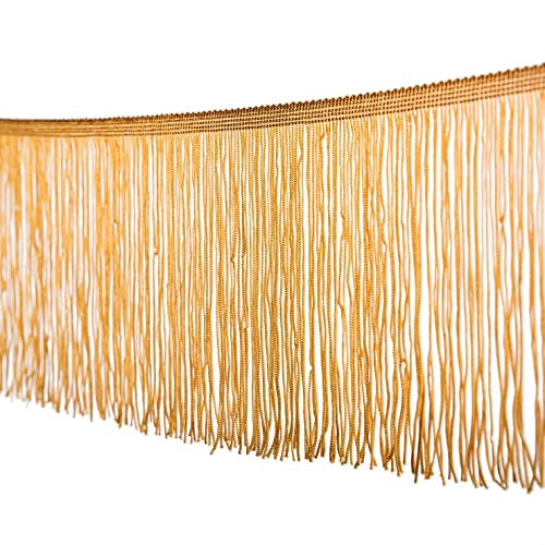 Nonmol Gold Fringe Trim Tassel Sewing Trim 6Inch Width 10 Yards Long for Clothes Accessories Latin Wedding Dress DIY Lamp Shade Decoration (Gold),6 Inches Wide