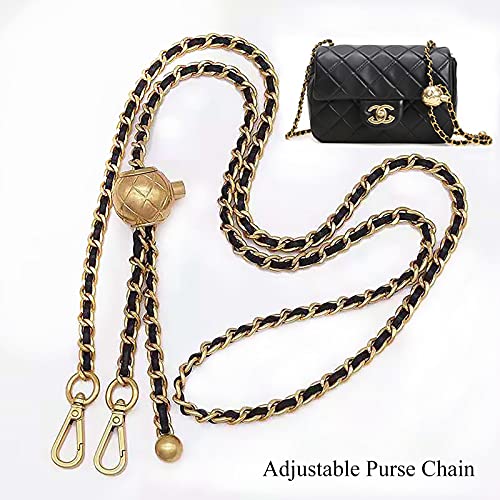BEAULEGAN Thin Purse Chain Strap Adjustable - Replacement for Small Shoulder Crossbody Bag, 51 Inches Long Black (Gunmental Black)