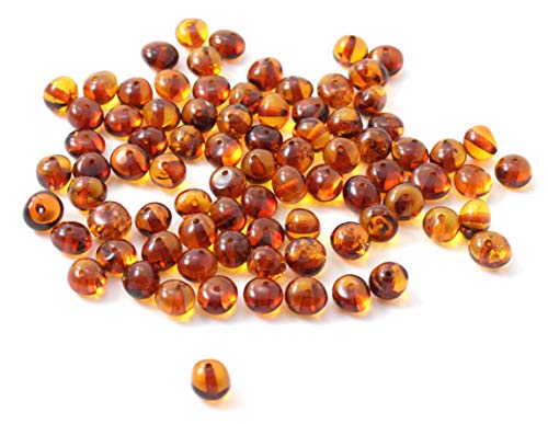 TipTopEco Loose Baltic Amber Beads Supplies for Jewelry Making - 10 Grams - 4-7 mm Size - with 1 mm drilled Holes (Cognac, 6-7 mm)