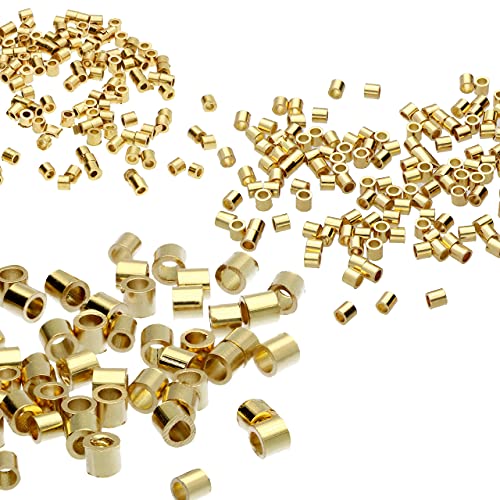 The Beadsmith Tube Crimp Beads, Assorted Sizes, Gold Color, Uniform Cylindrical Shape, No Sharp Edges, Designed to Secure The Ends of Jewelry Stringing Wires and Cables