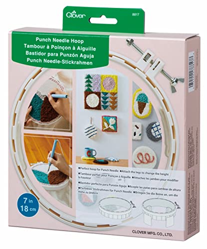 Clover Punch Needle Hoop Notion, White
