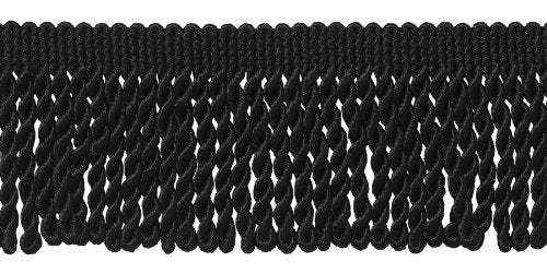 2 1/2" (6cm) long Bullion Fringe Trim (Style# EF25), Pure Black #K9 (Jet Black) 10 Yards (30 ft/9.5m)