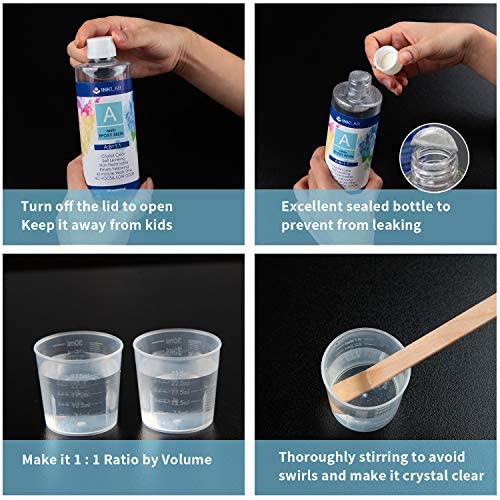 Epoxy Resin and Hardener Kit 16 Oz Crystal Clear Casting Resin Non Toxic for Beginners Art Crafts DIY Jewelry Making Coating River Tables