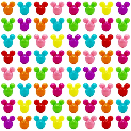 200 Pieces Mickey Beads Mouse Head Acrylic Beads 12 MM Pastel Cartoon Spacer Beads for DIY Bracelet Necklace Supplies (Mix Colors)