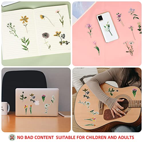 Molshine 240 Pieces PET Transparent Flowers Stickers Plant Series Decoration Decals for DIY,Planner,Laptops,Scrapbook,Luggage,Diary,Notebook,Handcraft,Books -6 Packs Styles
