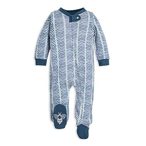 Burt's Bees Baby Baby Boys' Sleep and Play PJs, 100% Organic Cotton One-Piece Romper Jumpsuit Zip Front Pajamas, Watercolor Chevron, 6 Months