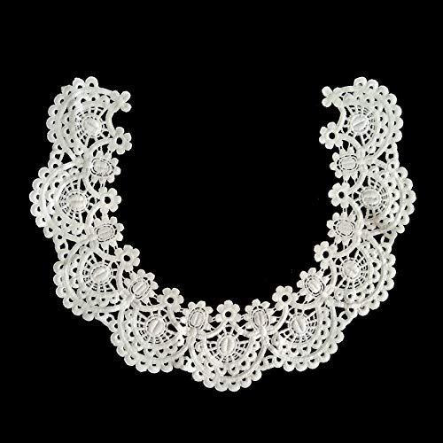 1pc Embroidery Round Ripple Neck African Lace Fabric Collar,DIY Handmade Lace Fabrics for Sewing Supplies Crafts (Color F)