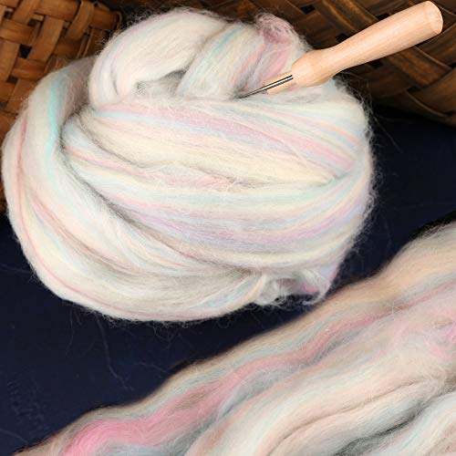 Jupean 3.53oz Wool Roving Yarn, Fiber Roving Wool Top, Wool Felting Supplies, Pure Wool, Chunky Yarn, Spinning Wool Roving for Needle Felting Wet Felting DIY Hand Spinning