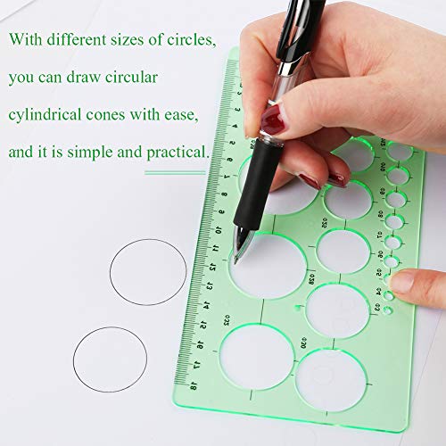 Circle Templates Measuring Geometry Ruler Shape Stencils Drawing Set Plastic Geometric Drawing Painting Stencils Oval Templates Scale Drafting Tools for School, Office, Building Formwork, Drawings