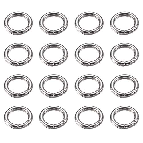 Spring O Rings, Spring Snap Clip Hooks Zinc Alloy Round Metal Split Rings Small Clamp Clasp Keyring Buckle for Bag Purse Handbag Strap Craft Jewelry Making