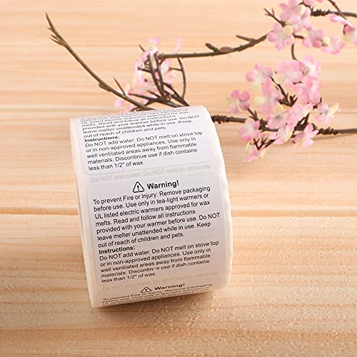 MILIVIXAY 600 Pieces Wax Melt Warning Labels Candle Warning Labels Wax Melt Warning Labels for Clamshell, 1.8 x 1.5 inches