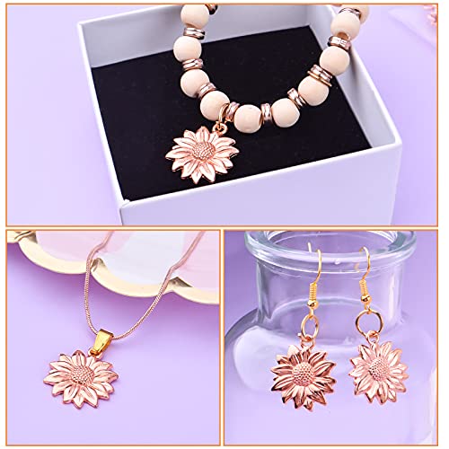 50pcs Rose Gold Sunflower Charms Tibetan Alloy Vintage Flower Pendants Flower Bead Charm for DIY Bracelet Necklace Craft Supplies Jewelry Making Accessories, 21 mm x 19.5 mm