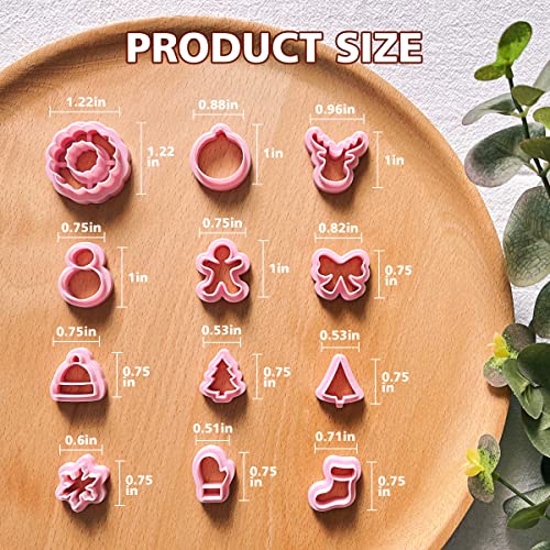 KEOKER Christmas Clay Cutters, Christmas Polymer Clay Cutters for Earrings Making, 12 Shapes Mini Christmas Clay Earrings Cutters, Small Christmas Tree Clay Cutters For Polymer Clay Jewelry