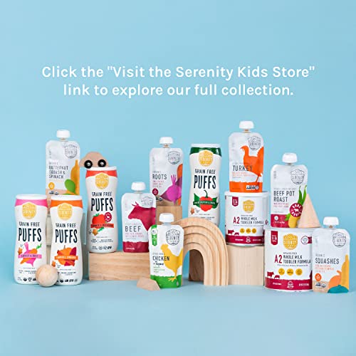 Serenity Kids 6+ Months Baby Food Pouches Puree Made With Ethically Sourced Meats & Organic Veggies | 3.5 Ounce BPA-Free Pouch | Wild Caught Salmon, Butternut Squash, Beet | 6 Count