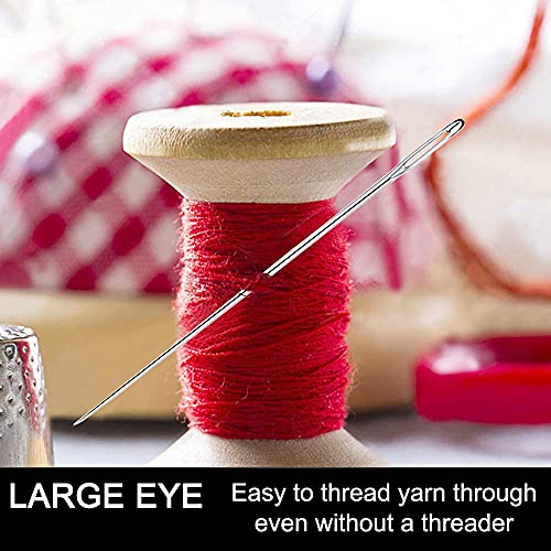 KYUEWRT 25 Large Eye Embroidery Needles-5 Sizes Big Eye Hand Sewing Needles in Aluminum Storage Tube