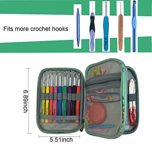 New Crochet Hook Case Without Hooks and Accessories, Zipper Storage Organizer Bag with Web Pockets for Various Crochet Needles/Knitting Accessories/Crochet Hook Kit Tools, Lightweight, Easy to Hold