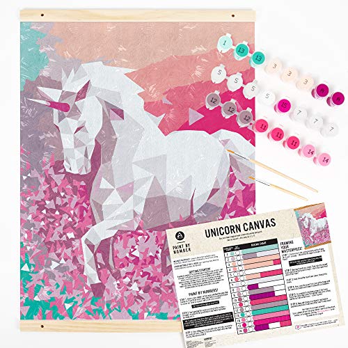 Horizon Group USA Paint By Numbers, DIY Painting Kit, Geometric Unicorn Cloth Canvas, 16” x 20”, Includes Wooden Frame & Paintbrushes, Acrylic Paints, Paint By Numbers for Adults, No Experience Needed