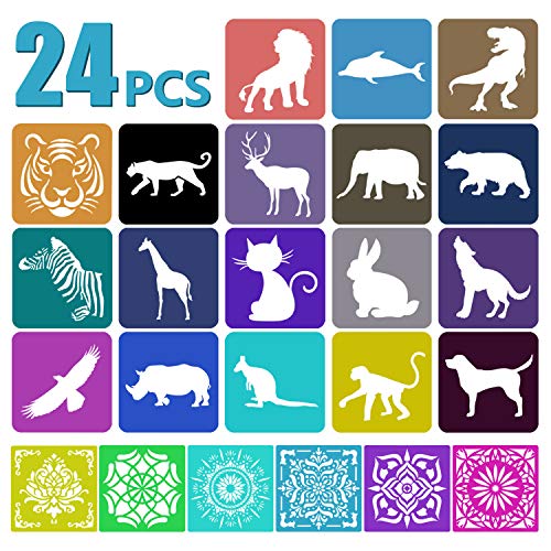 Forest Animals Shapes Reusable Mylar Stencils Plastic Drawing Painting Stencil for Kids Crafts Reusable Stencil on Wood Canvas Wall