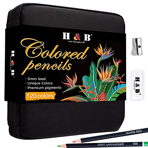 122 Colored Pencils Kit,Oil Based Soft Core, Professional Color Drawing Set with Case Sharpener,Sketching Layering Blending,Art Set & Supplies for Adults Kids Teens Beginner Coloring ,Artist's Gift