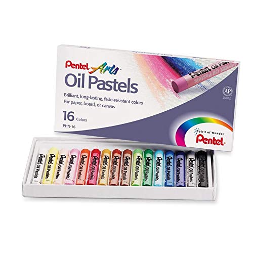 Pentel Arts Oil Pastel Set, 5/16 x 2-7/16 Inch, Assorted Colors, Set of 16