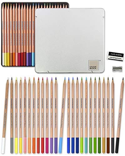 COLOUR BLOCK Watercolor Pencil Set 24PC with Premium Cedar Handle I Ideal pencil kit for Drawing, Sketching, Coloring and Painting