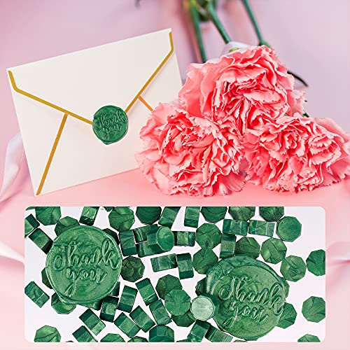 LSYGXYZ 102 Pieces Octagon Wax Seal Beads, Premium Metallic Green Sealing Wax Beads for Letters and Certificates, Valentine’s Day Cards, Wedding Invitations, Gift Wrapping, Christmas Card