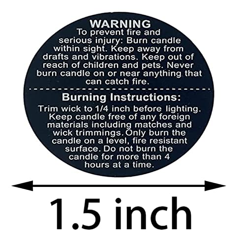1000 Pcs Black Candle Warning Labels 1.5 Inch Waterproof Candle Safety Stickers for DIY Candle Jars Stickers