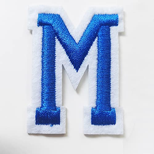 Iron on Letter Patches 52 Pieces,bfuee Blue Letter Patches Alphabet Embroidered Patch A-Z,for Hats Shirts Jeans Bags Blue