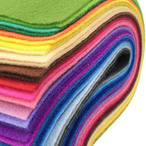 flic-flac 28pcs 12 x 8 inches (30cmx20cm) 1.4mm Thick Soft Felt Fabric Sheet Assorted Color Felt Pack DIY Craft Sewing Squares Nonwoven Patchwork