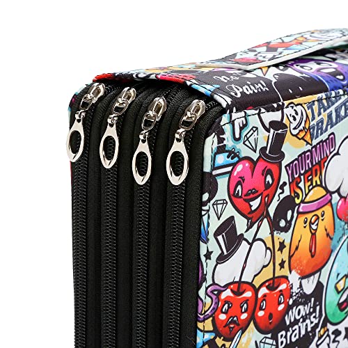 Lbxgap Portable Colored 300 Slots Pencil case Organizer with Printing Pattern for Prismacolor Watercolor Pencils, Crayola Colored Pencils, Marco Pencils