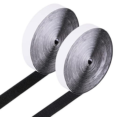 WXBOOM 1in x 36ft Hook and Loop Tape Self-Adhesive Strips Set, Fastener Black with Sticky Glue Nylon Fabric for Home Office School Car and Crafting Organization