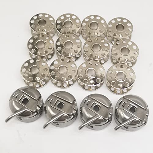 HONEYSEW Sewing Machine Bobbin Case Stainless Steel Bobbin Case and Bobbins for Front Loading 15 Class Machines Suitable for Household Sewing Machine