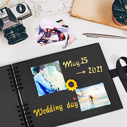 Vienrose Scrapbook Photo Album with Corner Stickers Hardcover DIY Pictures Book 11x8 Inches 80 Black Pages for Wedding Guest Book Birthday Gift