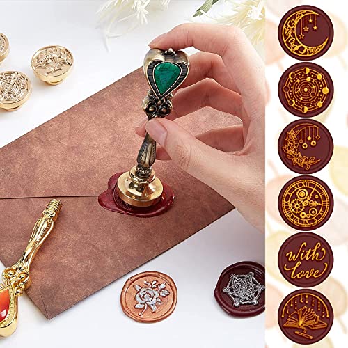 CRASPIRE Snake Wax Seal Stamp Moon Vintage Sealing Wax Stamps Animal Retro 25mm Removable Brass Stamp Head with AlloyHandle for Wedding Invitations Envelopes Halloween Christmas Gift Wrapping