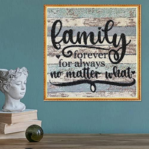 PDSLAIKE Diamond Painting Family Quotes - Family Forever for Always No Matter What Home Sayings DIY Art Craft 11.8x11.8in