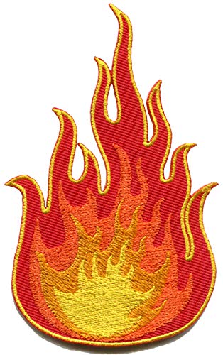 Fire Symbol Fireball Flames Biker Tattoo Flammable Danger Warning Embroidered Applique Iron-on Patch S-1646
