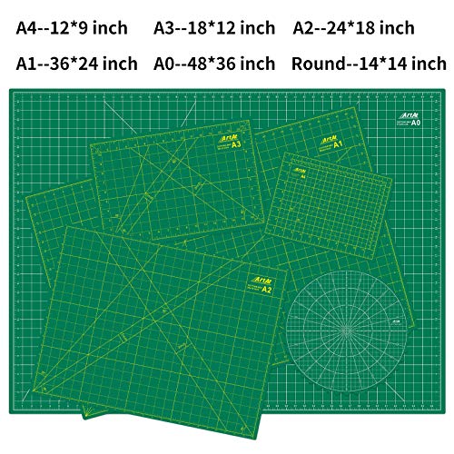 ArtAt Self Healing Cutting Mat: 9"x12" Non-Slip PVC Double Sided 5-Ply A4 Art Craft Rotating Mat, Rotary Cutting Mat for Quilting, Sewing Crafts Hobby Fabric Precision Scrapbooking Project